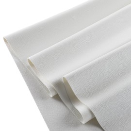 Picheng Soft Lychee Texture Faux Leather Sheets,Waterproof Synthetic Fabric Material 54" x 36" Marine Vinyl Upholstery Leather for Replacement Renovate,Upholstery Car,DIY Crafts (White)