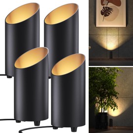 Sunco Uplighting Indoor with Foot Switch, LED Floor Can Light Spotlight, for Indoor Plants 7W, 450 LM, 3000K Warm White, 120V, Non-Dimmable, Black 4 Pack