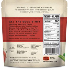 True Primal Beef & Vegetable Organic Soup 8-pack, Ready to eat, Gluten free, Paleo, Grass-fed beef, Whole30, Keto