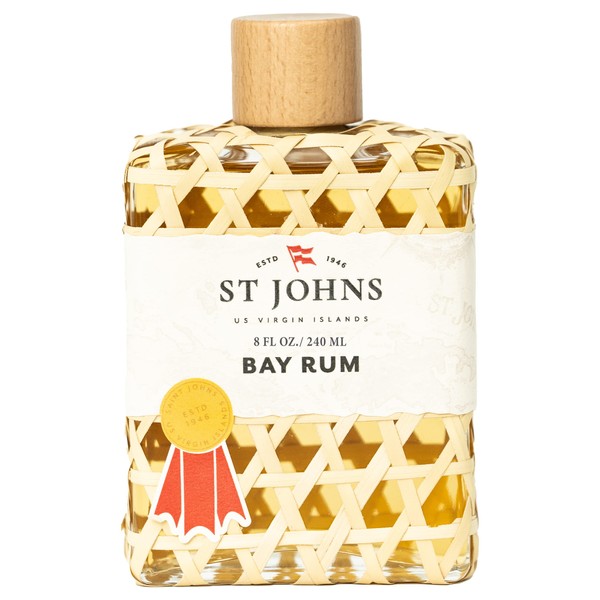 St. John Bay Rum Aftershave and Cologne | Made with Bay Leaves from The Virgin Islands | Bay Leaf After Shave Fragrance for Men | (8 oz Splash Bottle)