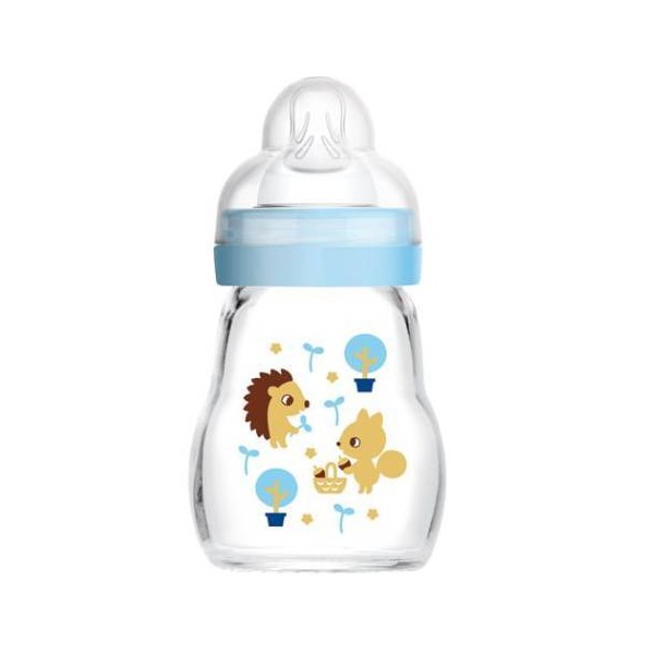 MAM Feel Good Glass Bottle with Silicone Nipple for Boys