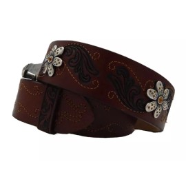 Justin New Brown COUNTRY DAISY Leather Belt  Size 30 NWT  C20955 List $89