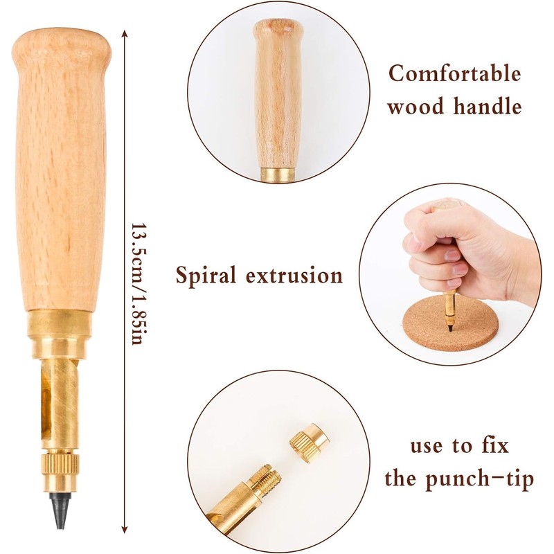 THJOPOKEEL Japanese Screw Hole Punch, Screw Hole Puncher with Wood