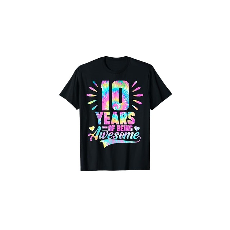 10th Birthday Gift Idea Tie-Dye 10 Year Of Being Awesome