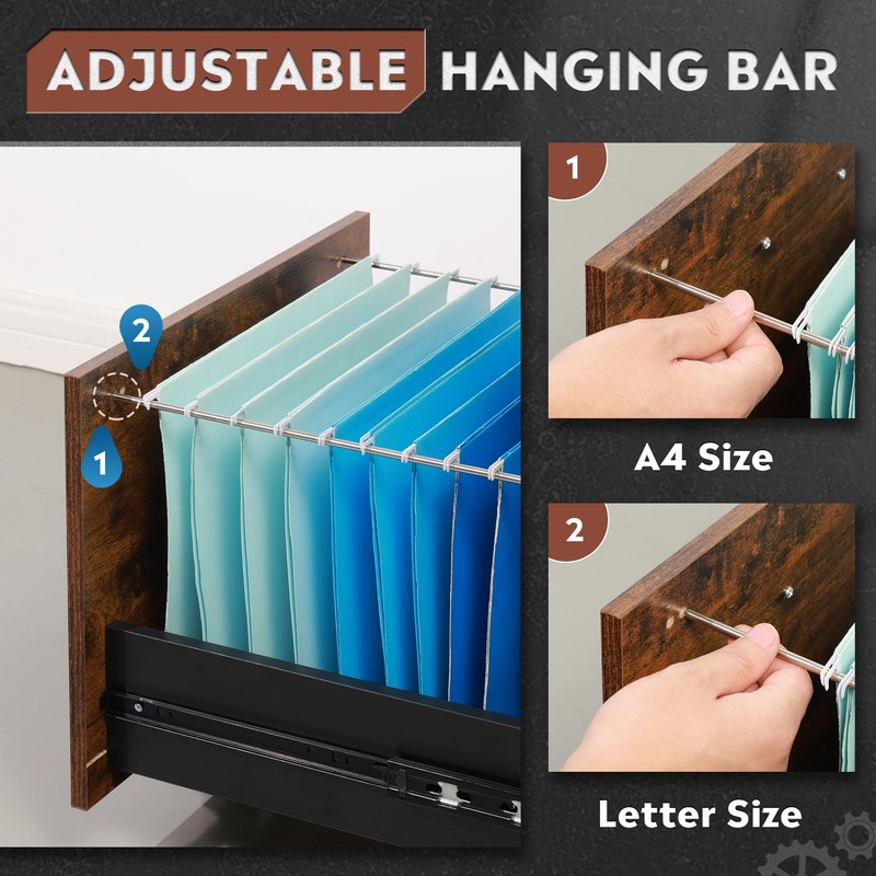 DEVAISE 3 Drawer Wood Mobile File Cabinet, Rolling Filing Cabinet