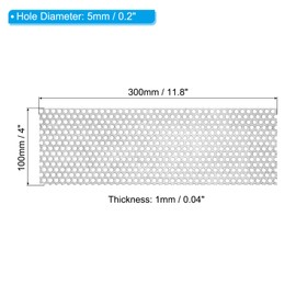 PATIKIL 11.8 x 4 Inch 304 Stainless Steel Perforated Sheet 2 Pieces 0.2 Inch Hole 19GA Expanded Metal Mesh Plate Grid Decorative Nets for Ventilation Grilling Smoking