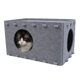 OOZAZEMM Cat Bed for Indoor Cats, Cat House for Large & Multiple Cats, Scratch Resistance Cat Bed Cave, Cat Beds & Furniture, Peekaboo Cat Hideaway, 22x14.2x12 inch, Gray