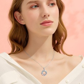 WINNICACA Gifts for Mum Necklace with Crystal Sterling Silver Mum Crystal Pendant Jewellery for Mum Mother, Sterling Silver