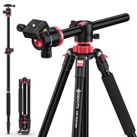 GEEKOTO Aluminum Camera Tripod with 360-Degree Ball Head and Rotatable Center Column, for DSLR and Video Camcorder, 75-Inch Professional Tripod for Travel and Work