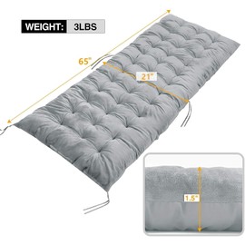 REDCAMP Chaise Lounge Chair Cushion for Patio Furniture, Thicker Soft Comfortable Zero Gravity Chair Pad for Outdoor Indoor Home Office, Grey 65"x21"