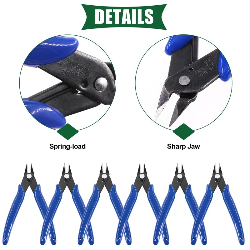 Keadic 12Pcs 5" Wire Cutters with Internal Spring and Soft