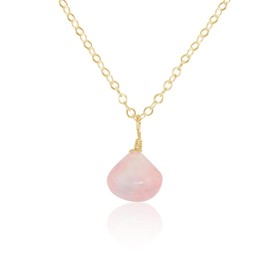 Rose Quartz Teardrop Necklace in 14k Gold Fill