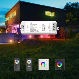 HEXIM 12-48V LED Controller & Remote Control - Smart Home & Phone Voice Control Alexa Google Assistant (Depending on Model) - 3-in-1 Controller - Plain RGB RGBW (V3 3CH Controller)