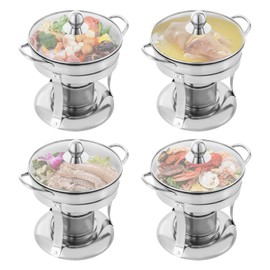 Chafing Dishes for Buffet of 4, Small Stainless Steel Buffet Warmer Chafer with Lid, Single Shabu Hot Pot with Fuel Holder, Chafers and Buffet Warmers Sets for Parties, Wedding