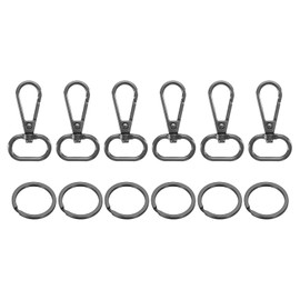 uxcell 36 Set Swivel Clasp Hooks, 0.79 Inch D Ring Swivel Purse Clips for Handbags, Purse Strap Hardware for Bag Making, Push Gate Lobster Clasp with Key Ring, Grey
