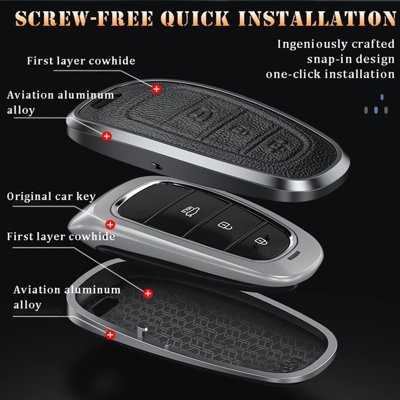 HIBEYO Smart Car Key Case Suitable for Hyundai Protective Leather