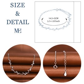 MicLee Women's Silver Bracelet Fashion 925 Sterling Silver Creative Branch Bracelets for Girls Fashion Jewellery Cute Adjustable Chain Long Bracelet, Silver