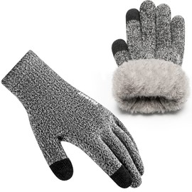 Rahhint Winter Gloves for Men and Women, Touchscreen Thermal Gloves, Warm Wool Knitted Gloves