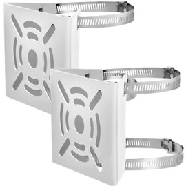 Gavit Security Camera, Mounting Bracket, Pole, Housing, Stand, Surveillance Camera, Cylindrical, Prism, Outdoor, No Drilling, Stainless Steel Band, 7.9 inches (20 cm), Set of 2, White