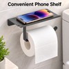 Stainless Steel Toilet Paper Holder with Phone Shelf – Wall