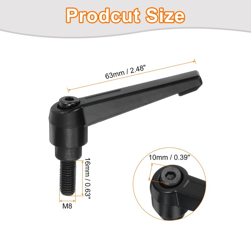 sourcing map 1Pcs M8 x 16mm Adjustable Knobs Handle Male