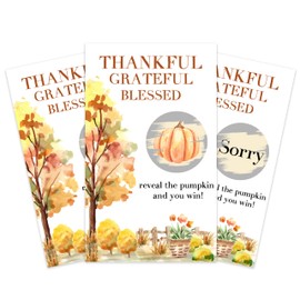 BXVRT Thanksgiving Scratch Off Cards, Find The Pumpkin Challenge Games for Adults, Autumn Raffle Tickets for Family Gathering Ice Breaker Activities, Fall Party Favors, A05