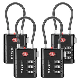 ANVIL Luggage Locks, TSA Locks for Luggage, Advanced TSA008 core, Alert Indicator. A Great Suitcase Lock, Backpack Lock, Gym Lock, Travel Lock for Travel and Daily use. (4, Black)