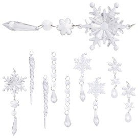 Gadpiparty 10pcs Acrylic Snowflake Hanging Decor Xmas Tree Ornaments for Christmas Beautiful Transparent Pendants for Home Window Wall Decor