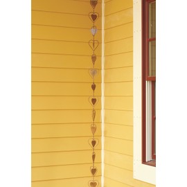 Ancient Graffiti Flamed Copper Heart Rain Chain, 4" x 96" x 4"