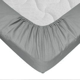 Le linge de Jules Fitted Sheet 100% Cotton 57 Thread Count Grey 80 x 200 cm Fitted Sheet 30 cm