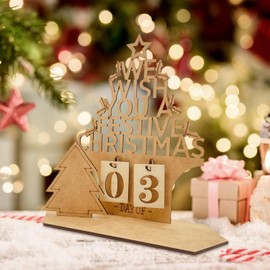 House Shaped Advent Calendar,2025 Days Until Christmas Countdown Sign - Winter Festival Hollow Letter Design Sign