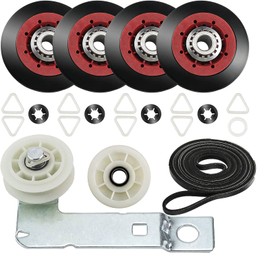 [Newest] 4392067 Dryer Repair Kit and W10837240 Dryer Idler Pulley for Maytag Bravos Whirlpool Duet Kenmore Elite Dryers,with WPW10314173 Drum Roller&661570V Belt&279640 Idler Pulley by TOMOON