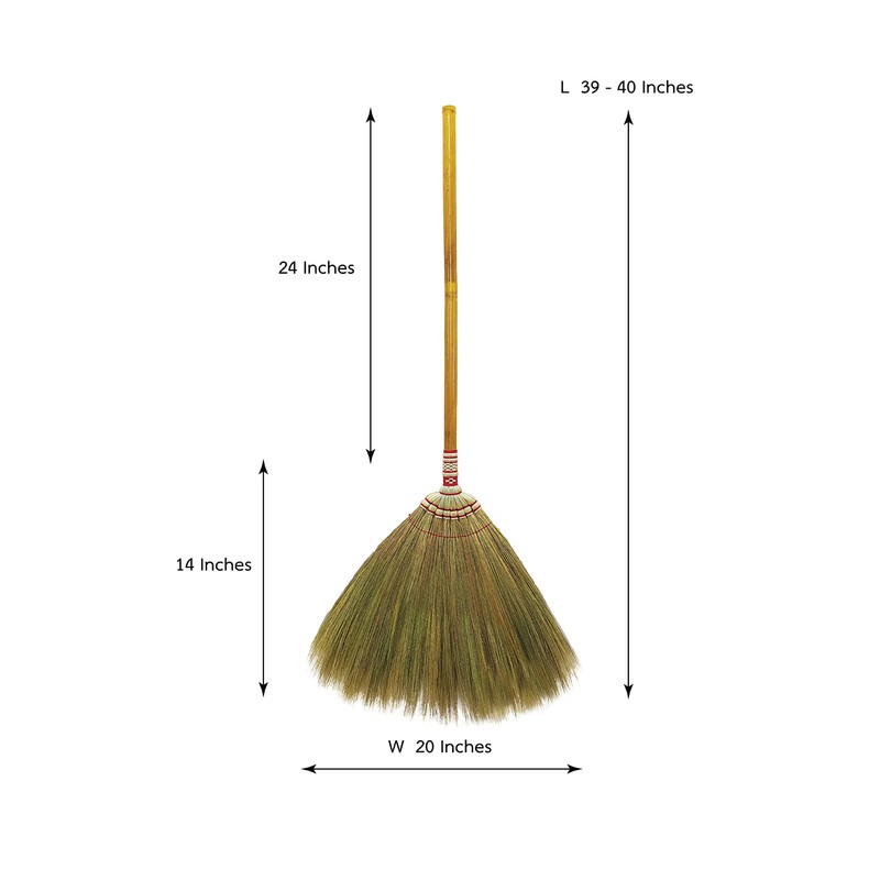 Indoor Grass Broom 40 Inch with Bamboo Handled Brooms for