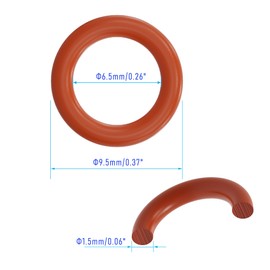 Skweawert 100PCS Silicone O Ring, 9.5mm OD 6.5mm ID 1.5mm Width VMQ Seal Gasket O-Rings for Wide Variety of Sealing Applications, Red