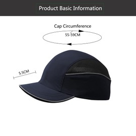 Safety Baseball Bump Cap Breathable Hat Head Protection Cap Lightweight Safety Hard Hat for Men(Navy-M)