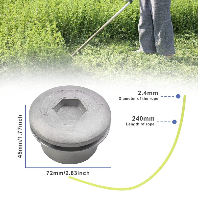 eMagTech Trimmer Head Replacement Silver Aluminum Universal Brushcutter Lawn Mower
