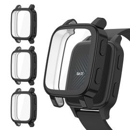 Cases for Garmin Venu Sq/Sq 2 Music Screen Protector, All-Around Cover Anti-Scratch Bumper (Black+Black+Black)