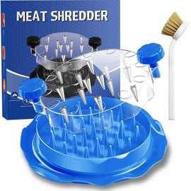 Chicken Shredder with Brush 9" Chicken Shredder Tool Twist Large Stable Anti-Slip BPA Free Meat Shredder Tool Twist Ergonomic Handle Meat Grinder Dishwasher-safe Transparent Lid Black - Color: Blue