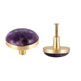 rockcloud Pack of 2 Natural Crystal Stone Drawer Knobs Pull Handle Cupboard Dresser Door Pull with Screws Home Decorative Furniture Hardware, Amethyst (1.25 inches)