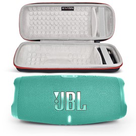 JBL Charge 5 Portable Waterproof Wireless Bluetooth Speaker Bundle with Boomph Portable Hard Carrying Protective Case - Teal