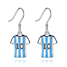 SHEAISRS NO.10 Women's Soccer Jerseys Earrings 925 Sterling Silver World Cup Bule Jerseys Jewelry Sports Fans Earrings Soccer Team Gifts For Women Boys