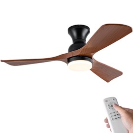 OMYU Ceiling Fans with Lights, 42 inch Low Profile Ceiling Fan with Light and Remote Control, Dimmable, Modern Flush Mount Outdoor Ceiling Fan for Patio Farmhouse, Quiet DC Motor(Not Solid Wood)
