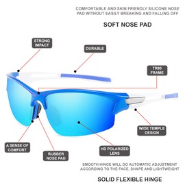 MY JAYM Polarized Sports Sunglasses for Men Women Driving Sunglasses UV400 Protection Cycling Running Fishing Designer Lightweight Black Blue