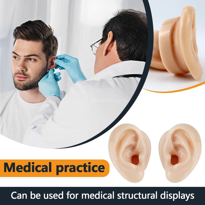 2 Pcs Silicone Ear Model, Fake Ear Models Left and
