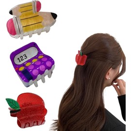 3 Pack Small Claw Clips for Women Girls, Hair Clips for Thin Hair, Cute Pencil Claw Hair Clips, Fun for Friends Teacher Appreciation (3Pcs Style 4, One size)