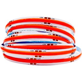 Tesfish LED Strip Lights 24V, Band COB Red 16.4ft 320 LEDs/M Total 1600 LEDs Flexible Neon Light Strips for Party, Counter, Shelf, Home Decor