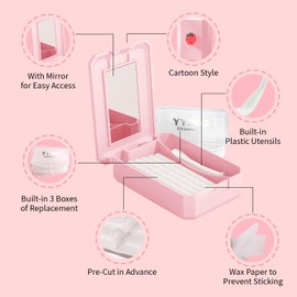 YYING 1+3 Pack Orthodontic Wax for Braces Aligners 120 Precut Wax Dots, Braces Wax, Hardcover Box Dental Wax with Mirror for Home Travel Office, Strawberry Flavored