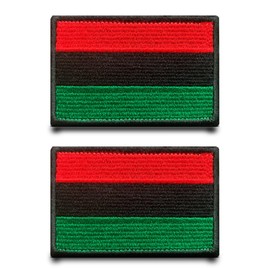2 Pcs Afro American Flag Patch Embroidered Fastener Hook & Loop Applique Emblem Tactical Military Patches for Clothes,Jeans,Caps,Hats,Backpacks,Jacket,Vest,Bags