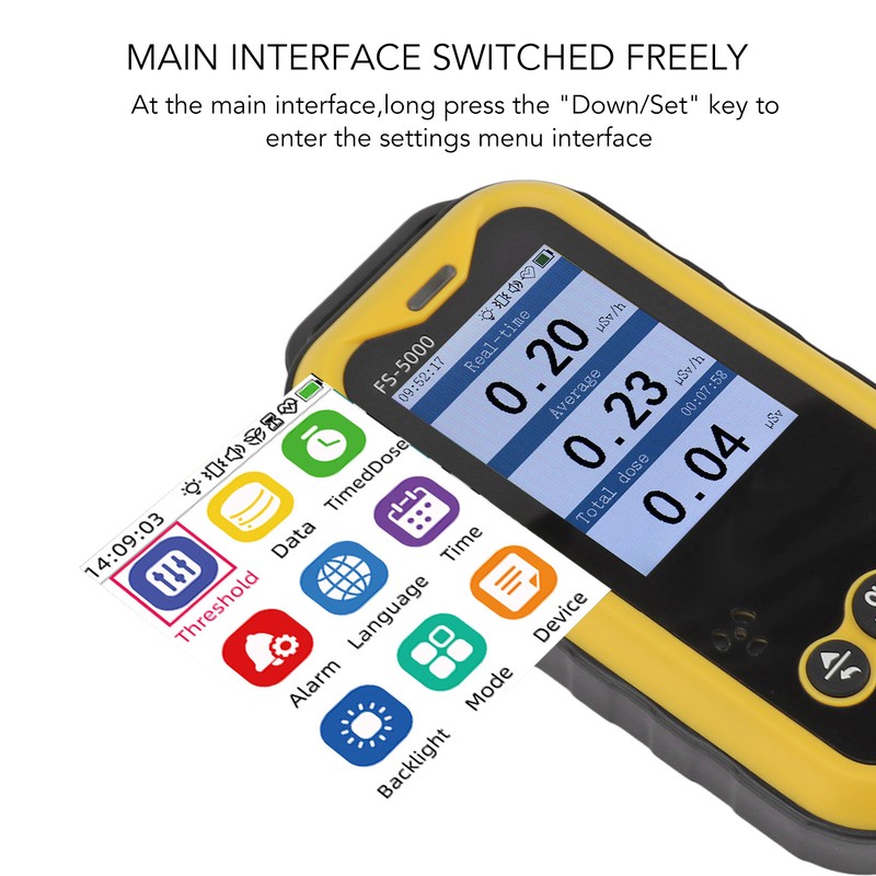 Portable Radiation Monitor 0.01μSv/h‑50msv/h 1800mAh 2.4 in TFT LCD Screen