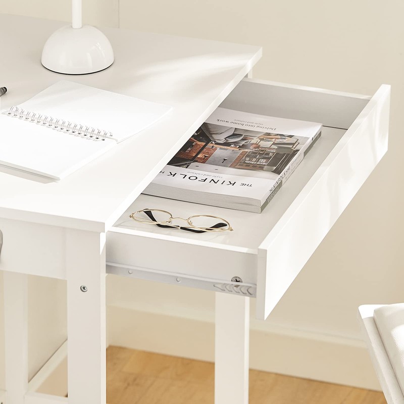 SoBuy White Small Desk with Drawers, Mini Table Computer Writing